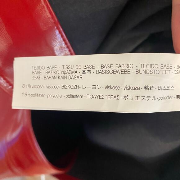 ZARA Raincoat Trench Coat Womens Size Small Red Patent Faux Leather Hooded - Picture 6 of 7